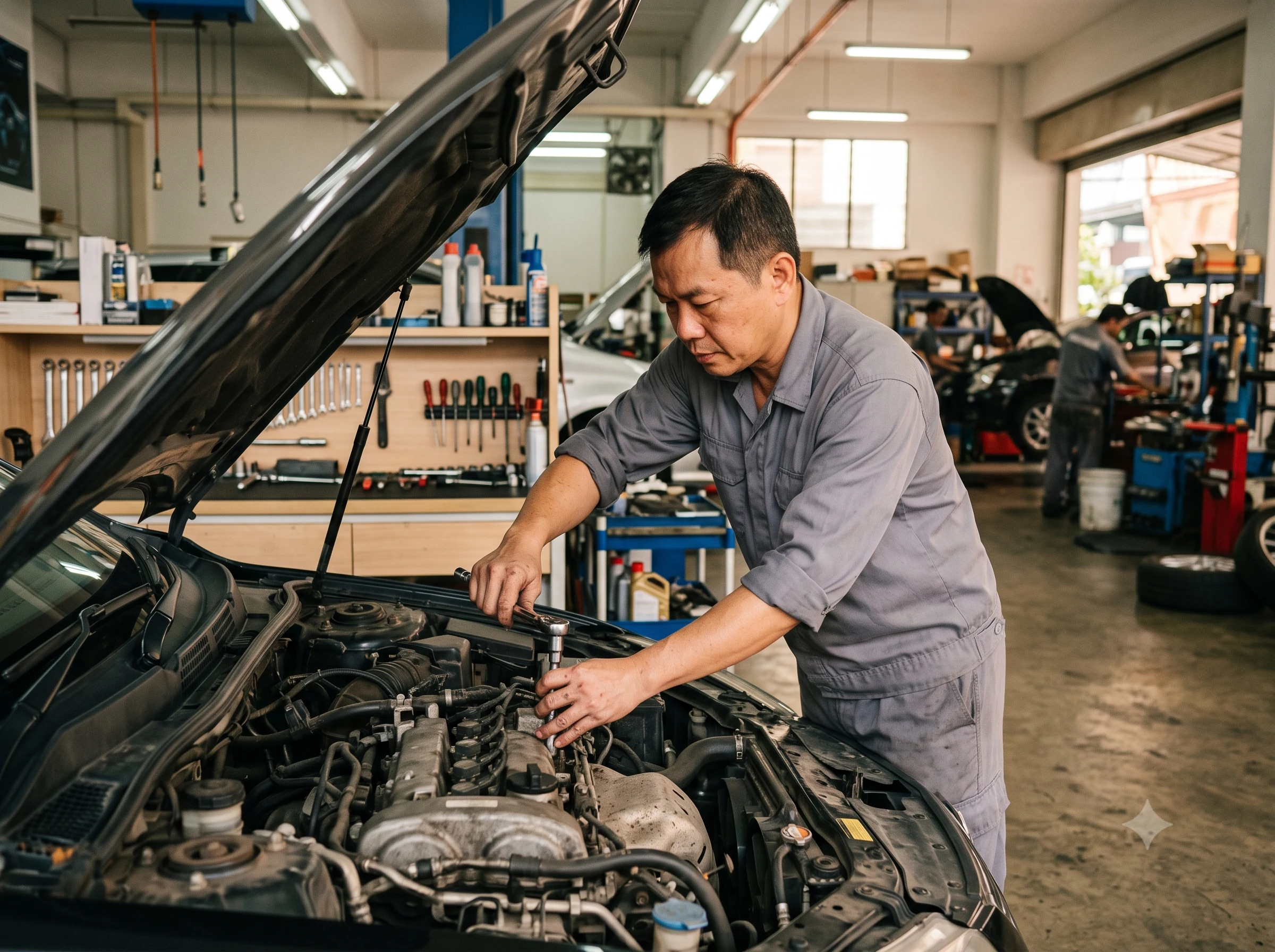 ARH Group workshop interior with mechanics at work