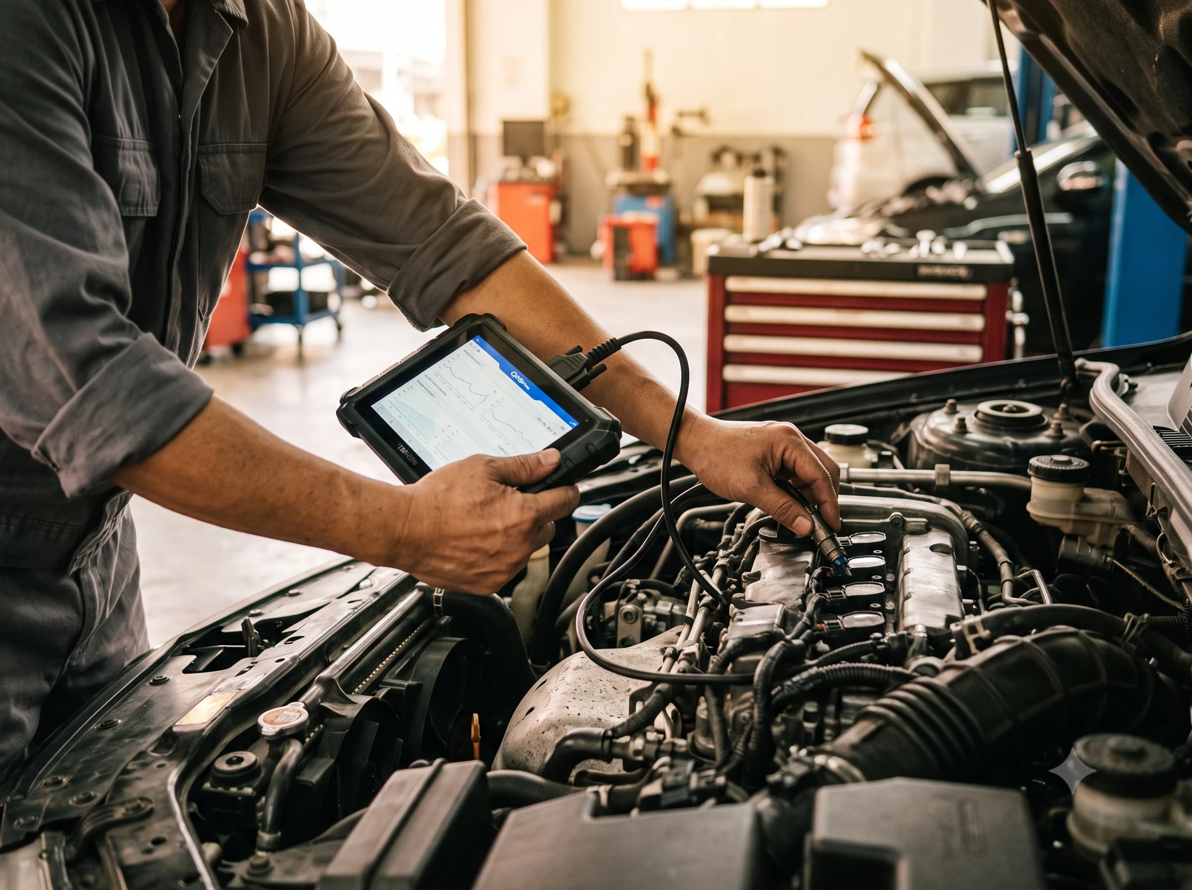 Mechanic performing engine repair at ARH Group workshop